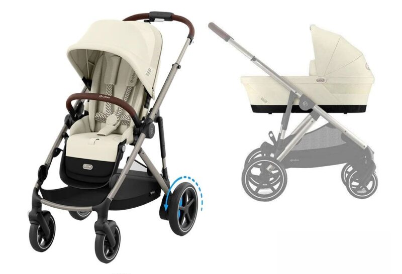 Wózek dziecięcy 2w1 Cybex e-Gazelle S Seashell Beige (Taupe Frame)