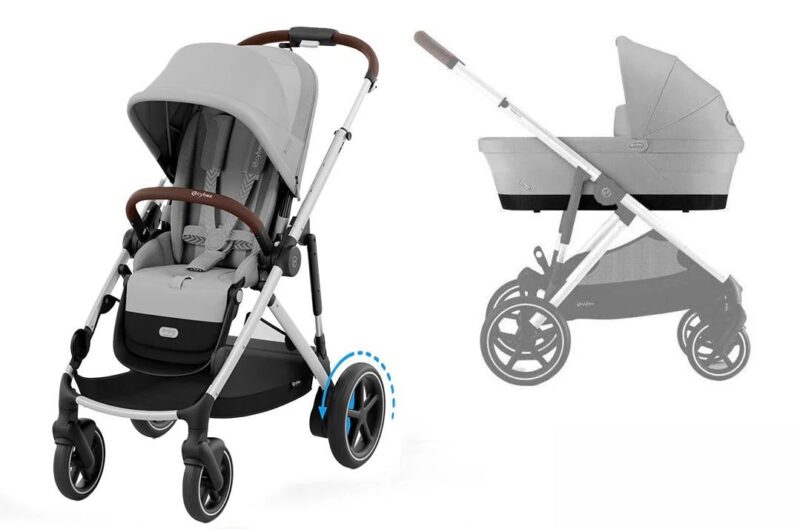 Wózek dziecięcy 2w1 Cybex e-Gazelle S Stone Grey (Silver Frame)