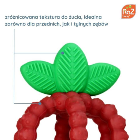Gryzak silikonowy, Soczysta Malina z listkami, RaZbaby